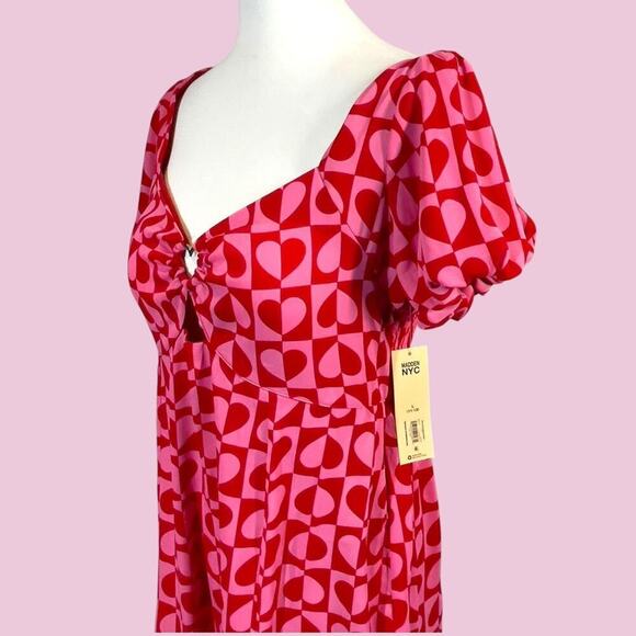 Pink heart print mini dress large - Picture 3 of 8